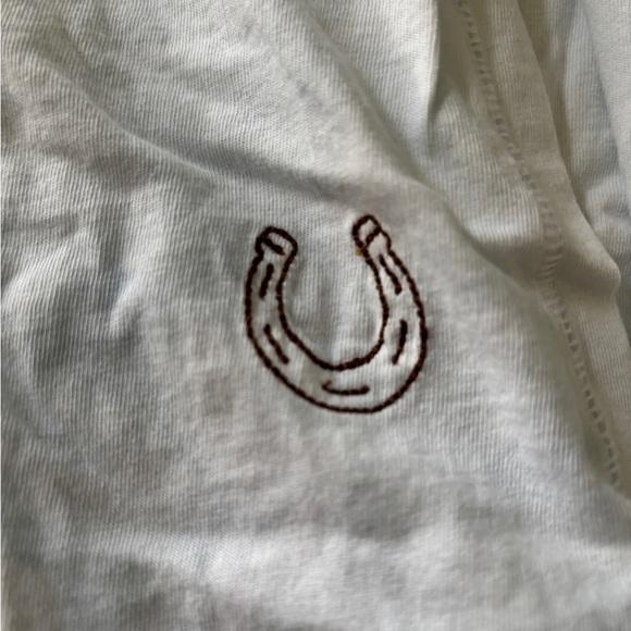 CatherineGee White Women's Top witth light blue tye dye wash. Size small - Picture 3 of 6